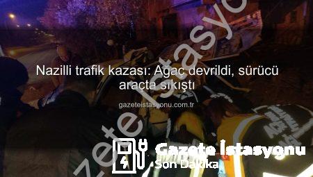 Nazilli trafik kazası: Ağaç devrildi, sürücü araçta sıkıştı